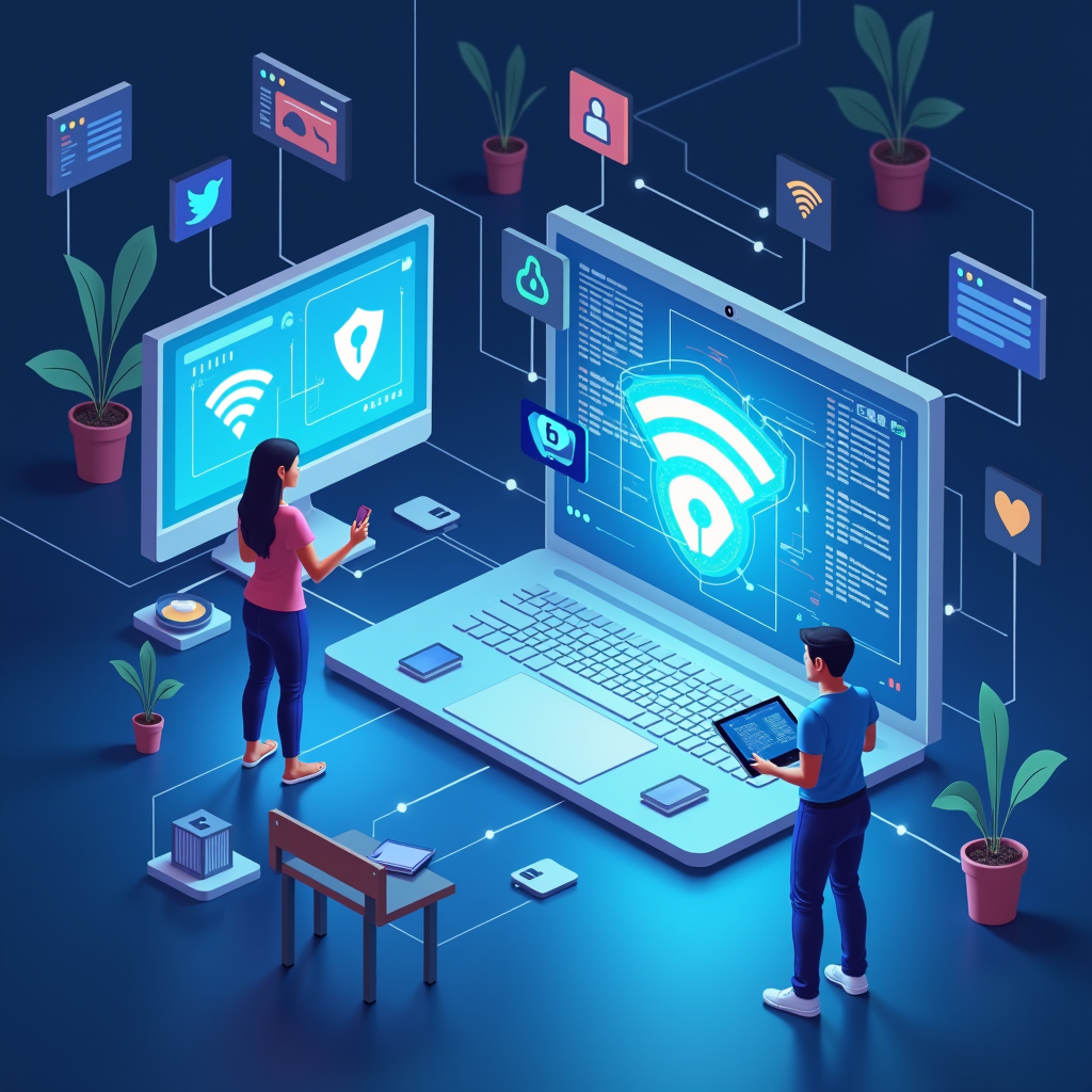 AI-generated G-rated illustration for A practical guide to public wifi safety explained simply