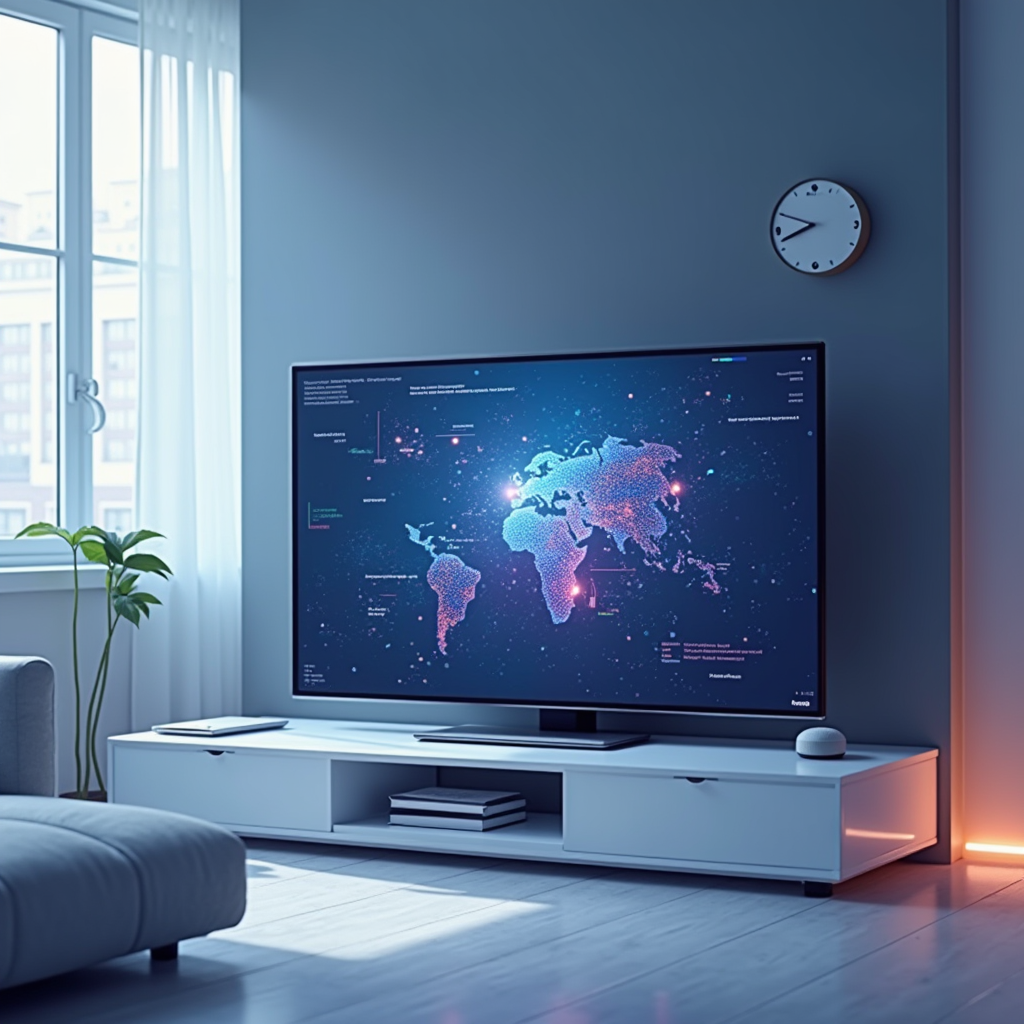 AI-generated G-rated illustration for Google's New Smart Home Hub with Larger Screen and Built-in Camera Revealed in Recent Leak