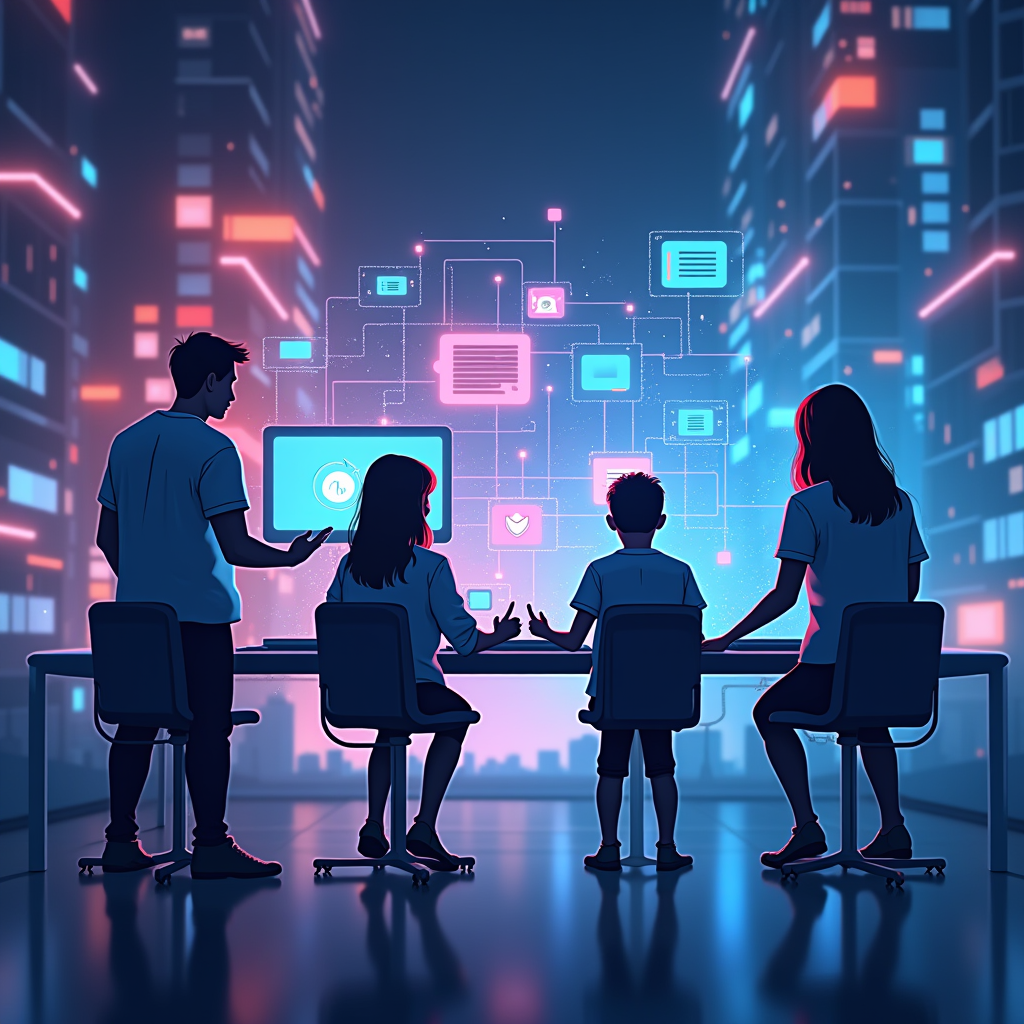AI-generated G-rated illustration for Apple iOS 17.1 Update Introduces Enhanced Family Sharing Features