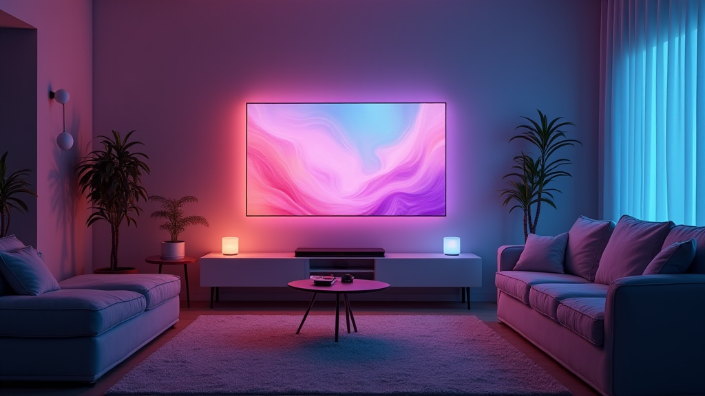 AI-generated G-rated illustration for Philips Hue Play Screen Sync: Enhancing Home Entertainment with Smart Lighting